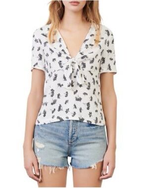 MAJE | Liseille Floral Print Tie Neck Top Sz 1 (Small)